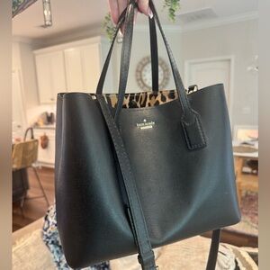 Kate Spade Black Hadley Road Small Dina with Cheetah Print Lining